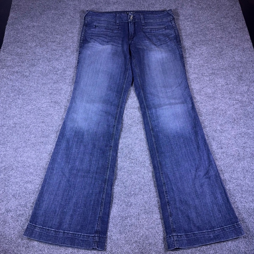 Ariat Denim Trouser Jeans Womens 31L Medium Wash Wide Leg Western Blue - Picture 2 of 12